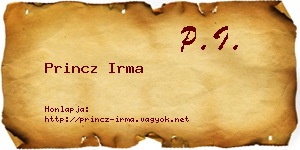 Princz Irma névjegykártya